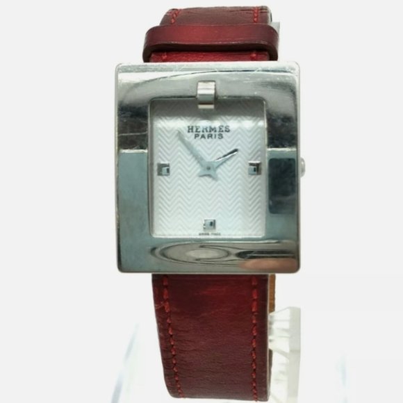 Hermes Watch BE1.210 Belt Watch 26mm Women's Silver X Burgundy - Picture 1 of 9